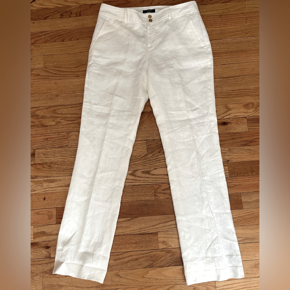 Chaps RL Women sandy lane White 100% linen Pants size 10